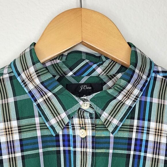 J. CREW Womens Green Plaid Button Down Long Sleeve Casual Collared Shirt size 6 - Picture 3 of 15